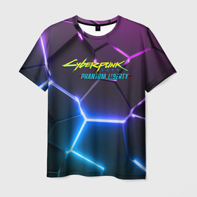 Мужская футболка 3D с принтом Cyberpunk  2077 phantom liberty neon в Курске, 100% полиэфир | прямой крой, круглый вырез горловины, длина до линии бедер | Тематика изображения на принте: 