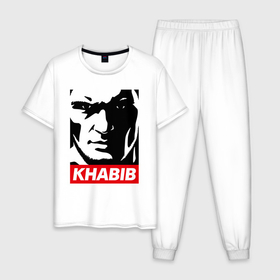 Мужская пижама хлопок с принтом Obey Khabib в Белгороде, 100% хлопок | брюки и футболка прямого кроя, без карманов, на брюках мягкая резинка на поясе и по низу штанин
 | 