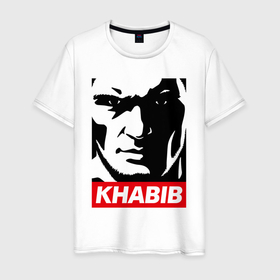 Мужская футболка хлопок с принтом Obey Khabib в Кировске, 100% хлопок | прямой крой, круглый вырез горловины, длина до линии бедер, слегка спущенное плечо. | 
