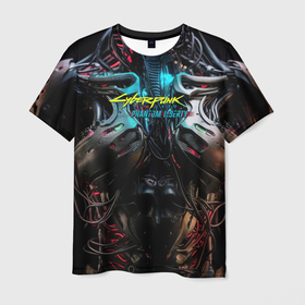 Мужская футболка 3D с принтом Cyberpunk  2077 phantom liberty  cyborg в Курске, 100% полиэфир | прямой крой, круглый вырез горловины, длина до линии бедер | 