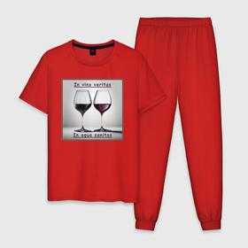 Мужская пижама хлопок с принтом In vino veritas в Белгороде, 100% хлопок | брюки и футболка прямого кроя, без карманов, на брюках мягкая резинка на поясе и по низу штанин
 | 