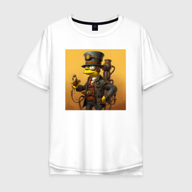 Мужская футболка хлопок Oversize с принтом Барт Симпсон в стиле стимпанк   нейросеть в Белгороде, 100% хлопок | свободный крой, круглый ворот, “спинка” длиннее передней части | 