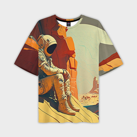 Мужская футболка oversize 3D с принтом Одиночество в далёком космосе в Кировске,  |  | 