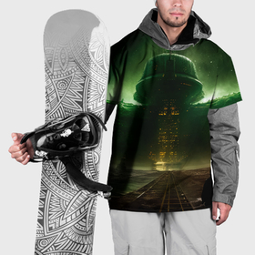 Накидка на куртку 3D с принтом Космическая база на горе в Белгороде, 100% полиэстер |  | 