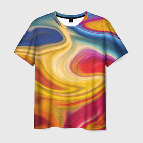 Мужская футболка 3D с принтом Цветная волна в Белгороде, 100% полиэфир | прямой крой, круглый вырез горловины, длина до линии бедер | 