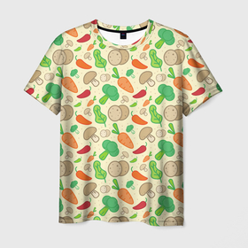 Мужская футболка 3D с принтом Овощной рецепт в Тюмени, 100% полиэфир | прямой крой, круглый вырез горловины, длина до линии бедер | 