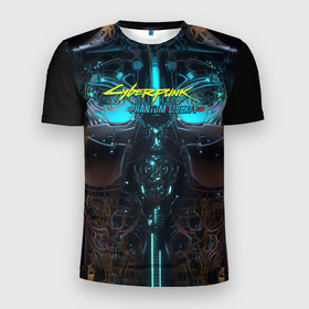 Мужская футболка 3D Slim с принтом Cyberpunk 2077 phantom liberty   cyborg в Курске, 100% полиэстер с улучшенными характеристиками | приталенный силуэт, круглая горловина, широкие плечи, сужается к линии бедра | 