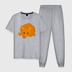 Мужская пижама хлопок с принтом Оранжевый котик готовится в Петрозаводске, 100% хлопок | брюки и футболка прямого кроя, без карманов, на брюках мягкая резинка на поясе и по низу штанин
 | 
