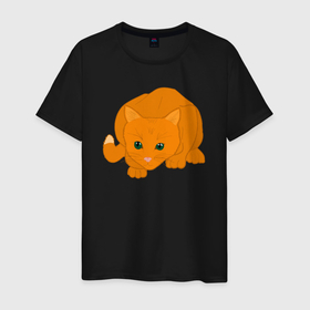 Мужская футболка хлопок с принтом Оранжевый котик готовится в Белгороде, 100% хлопок | прямой крой, круглый вырез горловины, длина до линии бедер, слегка спущенное плечо. | 