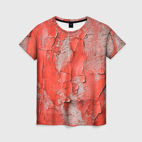 Женская футболка 3D с принтом Красные и серые трещины в Кировске, 100% полиэфир ( синтетическое хлопкоподобное полотно) | прямой крой, круглый вырез горловины, длина до линии бедер | 