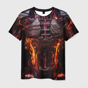 Мужская футболка 3D с принтом Тело киборга киберпанк в Кировске, 100% полиэфир | прямой крой, круглый вырез горловины, длина до линии бедер | 