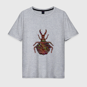 Мужская футболка хлопок Oversize с принтом Личинка муравьиного льва в Белгороде, 100% хлопок | свободный крой, круглый ворот, “спинка” длиннее передней части | 