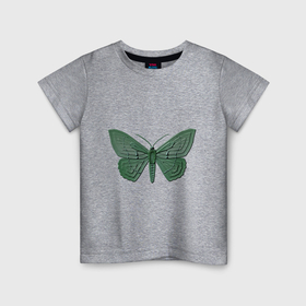 Детская футболка хлопок с принтом Зеленая бабочка в Екатеринбурге, 100% хлопок | круглый вырез горловины, полуприлегающий силуэт, длина до линии бедер | 