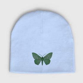Мужская шапка демисезонная с принтом Зеленая бабочка ,  |  | Тематика изображения на принте: 