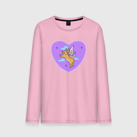 Мужской лонгслив хлопок с принтом Фиолетовое сердце и кролик с крыльями в Тюмени, 100% хлопок |  | Тематика изображения на принте: 