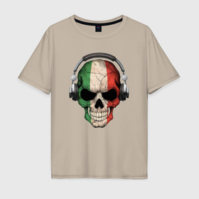 Мужская футболка хлопок Oversize с принтом Italy skull music , 100% хлопок | свободный крой, круглый ворот, “спинка” длиннее передней части | 