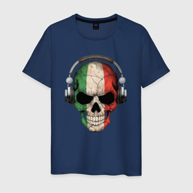 Мужская футболка хлопок с принтом Italy skull music в Новосибирске, 100% хлопок | прямой крой, круглый вырез горловины, длина до линии бедер, слегка спущенное плечо. | 