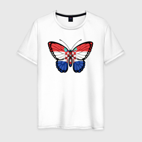Мужская футболка хлопок с принтом Хорватия бабочка в Тюмени, 100% хлопок | прямой крой, круглый вырез горловины, длина до линии бедер, слегка спущенное плечо. | Тематика изображения на принте: 