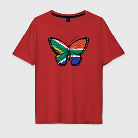 Мужская футболка хлопок Oversize с принтом ЮАР бабочка в Белгороде, 100% хлопок | свободный крой, круглый ворот, “спинка” длиннее передней части | 
