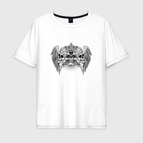 Мужская футболка хлопок Oversize с принтом Любовь смерть черепа в Курске, 100% хлопок | свободный крой, круглый ворот, “спинка” длиннее передней части | 