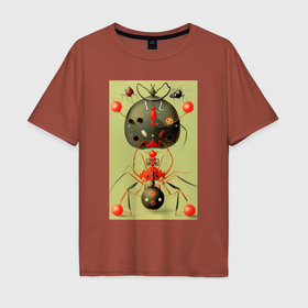 Мужская футболка хлопок Oversize с принтом Повелитель муравьёв   поп арт в Кировске, 100% хлопок | свободный крой, круглый ворот, “спинка” длиннее передней части | 