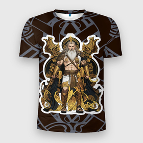 Мужская футболка 3D Slim с принтом Бог Один повелитель древних славян в Петрозаводске, 100% полиэстер с улучшенными характеристиками | приталенный силуэт, круглая горловина, широкие плечи, сужается к линии бедра | 