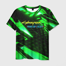 Мужская футболка 3D с принтом Cyberpunk  2077  phantom  liberty neon green в Белгороде, 100% полиэфир | прямой крой, круглый вырез горловины, длина до линии бедер | Тематика изображения на принте: 