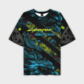 Мужская футболка oversize 3D с принтом Cyberpunk  2077  phantom  liberty abstract logo в Петрозаводске,  |  | 