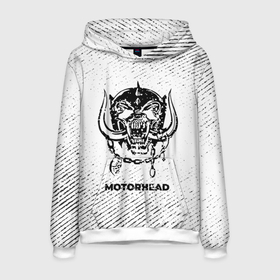 Мужская толстовка 3D с принтом Motorhead с потертостями на светлом фоне в городе Новоалтайск, 100% полиэстер | двухслойный капюшон со шнурком для регулировки, мягкие манжеты на рукавах и по низу толстовки, спереди карман-кенгуру с мягким внутренним слоем. | 