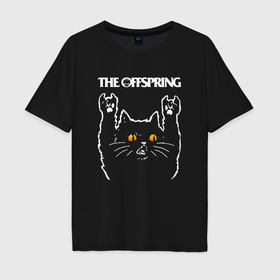 Мужская футболка хлопок Oversize с принтом The Offspring rock cat , 100% хлопок | свободный крой, круглый ворот, “спинка” длиннее передней части | Тематика изображения на принте: 