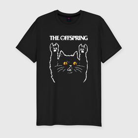 Мужская футболка хлопок Slim с принтом The Offspring rock cat , 92% хлопок, 8% лайкра | приталенный силуэт, круглый вырез ворота, длина до линии бедра, короткий рукав | Тематика изображения на принте: 