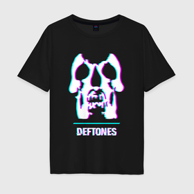 Мужская футболка хлопок Oversize с принтом Deftones glitch rock в Новосибирске, 100% хлопок | свободный крой, круглый ворот, “спинка” длиннее передней части | 