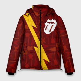 Мужская зимняя куртка 3D с принтом Rolling Stones гитары и молния в Петрозаводске, верх — 100% полиэстер; подкладка — 100% полиэстер; утеплитель — 100% полиэстер | длина ниже бедра, свободный силуэт Оверсайз. Есть воротник-стойка, отстегивающийся капюшон и ветрозащитная планка. 

Боковые карманы с листочкой на кнопках и внутренний карман на молнии. | 
