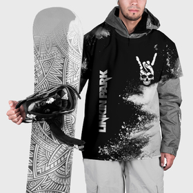 Накидка на куртку 3D с принтом Linkin Park и рок символ на темном фоне в Белгороде, 100% полиэстер |  | Тематика изображения на принте: 