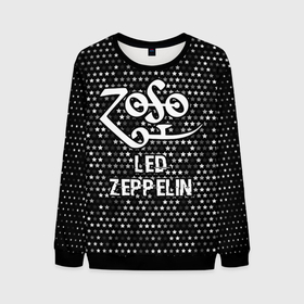 Мужской свитшот 3D с принтом Led Zeppelin glitch на темном фоне в Курске, 100% полиэстер с мягким внутренним слоем | круглый вырез горловины, мягкая резинка на манжетах и поясе, свободная посадка по фигуре | 