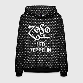 Мужская толстовка 3D с принтом Led Zeppelin glitch на темном фоне в Белгороде, 100% полиэстер | двухслойный капюшон со шнурком для регулировки, мягкие манжеты на рукавах и по низу толстовки, спереди карман-кенгуру с мягким внутренним слоем. | 