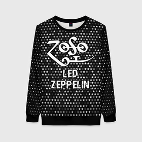 Женский свитшот 3D с принтом Led Zeppelin glitch на темном фоне в Белгороде, 100% полиэстер с мягким внутренним слоем | круглый вырез горловины, мягкая резинка на манжетах и поясе, свободная посадка по фигуре | Тематика изображения на принте: 