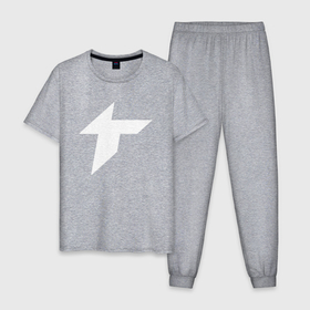 Мужская пижама хлопок с принтом Thunder awaken logo в Санкт-Петербурге, 100% хлопок | брюки и футболка прямого кроя, без карманов, на брюках мягкая резинка на поясе и по низу штанин
 | 