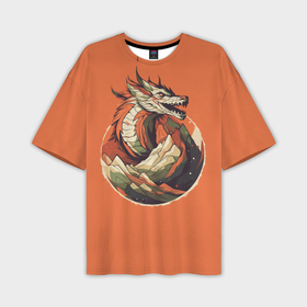 Мужская футболка oversize 3D с принтом Дракон в горах: арт нейросети в Кировске,  |  | Тематика изображения на принте: 