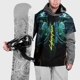 Накидка на куртку 3D с принтом Киберпанк 2077 призрачная свобода торс киборга с логотипом в Курске, 100% полиэстер |  | 