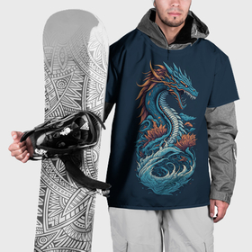 Накидка на куртку 3D с принтом Синий дракон от нейросети в Екатеринбурге, 100% полиэстер |  | Тематика изображения на принте: 