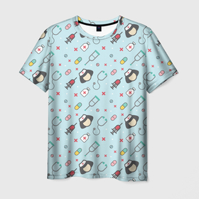Мужская футболка 3D с принтом Медсестричка в Петрозаводске, 100% полиэфир | прямой крой, круглый вырез горловины, длина до линии бедер | 