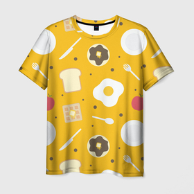 Мужская футболка 3D с принтом Вкусный завтрак в Курске, 100% полиэфир | прямой крой, круглый вырез горловины, длина до линии бедер | 