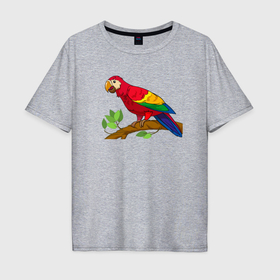 Мужская футболка хлопок Oversize с принтом Попугай отдыхает в Курске, 100% хлопок | свободный крой, круглый ворот, “спинка” длиннее передней части | 