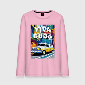 Мужской лонгслив хлопок с принтом Viva Cuba   car   retro в Екатеринбурге, 100% хлопок |  | Тематика изображения на принте: 
