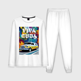 Мужская пижама с лонгсливом хлопок с принтом Viva Cuba   car   retro в Курске,  |  | Тематика изображения на принте: 