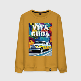 Мужской свитшот хлопок с принтом Viva Cuba   car   retro в Курске, 100% хлопок |  | Тематика изображения на принте: 