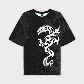 Мужская футболка oversize 3D с принтом Японский дракон трайбл в Белгороде,  |  | Тематика изображения на принте: 