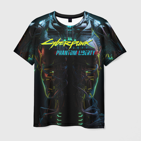 Мужская футболка 3D с принтом Броня киберпанк 2077  призрачная свобода в Екатеринбурге, 100% полиэфир | прямой крой, круглый вырез горловины, длина до линии бедер | 