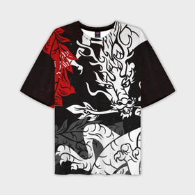 Мужская футболка oversize 3D с принтом Японский трехцветный дракон ,  |  | Тематика изображения на принте: 